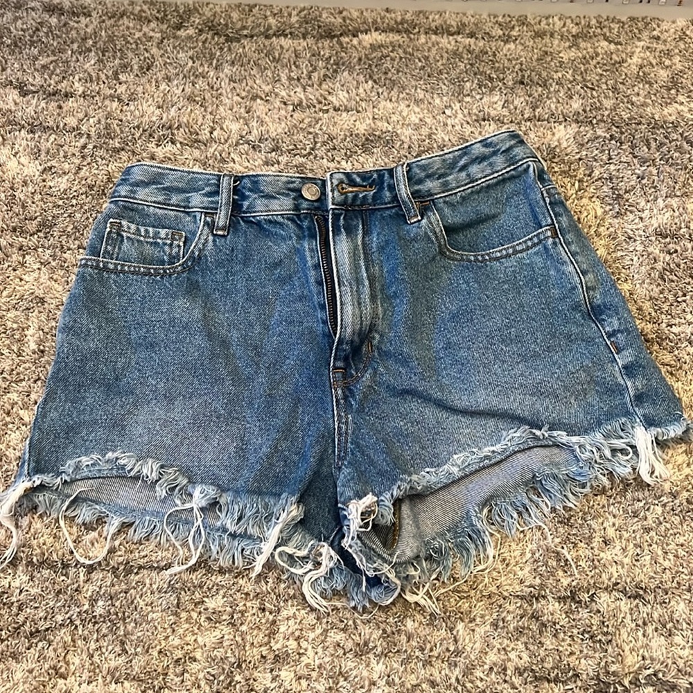 High rise festival denim shorts